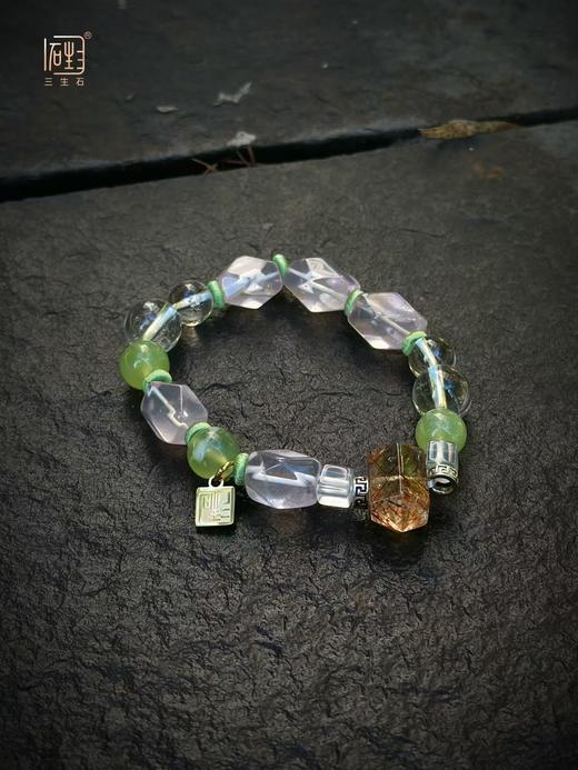 吾行·粉水晶岫岩玉发晶能量手链 商品图4