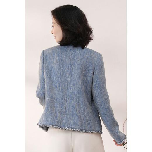 西子/【牛仔蓝】复古牛仔金扣毛边简约肌理感小香风外套/WTHC075 商品图2