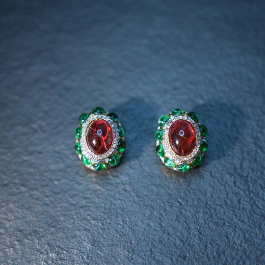 北京仓｜KJL-Flaw Emerald & Flaw-红绿色 耳夹（无需耳洞）［美国设计师］ 商品图4