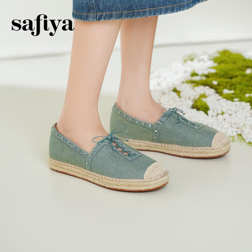 预售10天发|Safiya/索菲娅2025休闲编织平底百搭懒人一脚蹬渔夫鞋 SFD1112411 商品图1