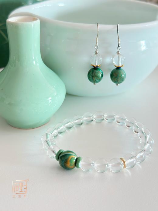 三生石·白水晶诗意大漆珠手链+耳饰 商品图5
