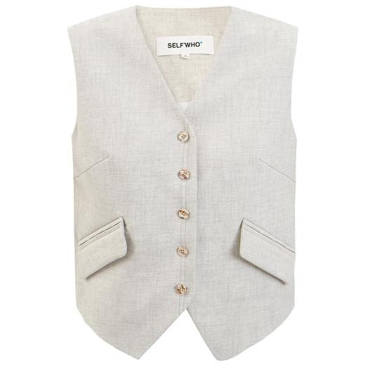 SELFWHO经典v领西装马甲外套女2025春季宽松百搭无袖短款马夹背心 商品图4