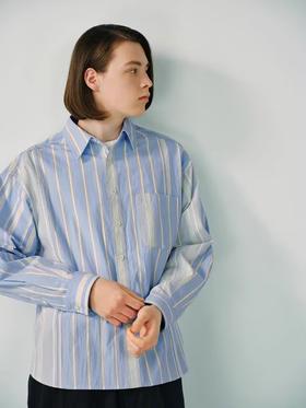 Evistub/E-5CCS130/日产全棉色织条纹撞色日系复古休闲衬衫