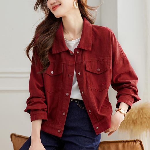 百媚生 纯棉外套女上衣时尚衬衫48161 商品图1