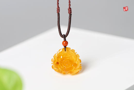 蜜蜡牡丹花吊坠 商品图0