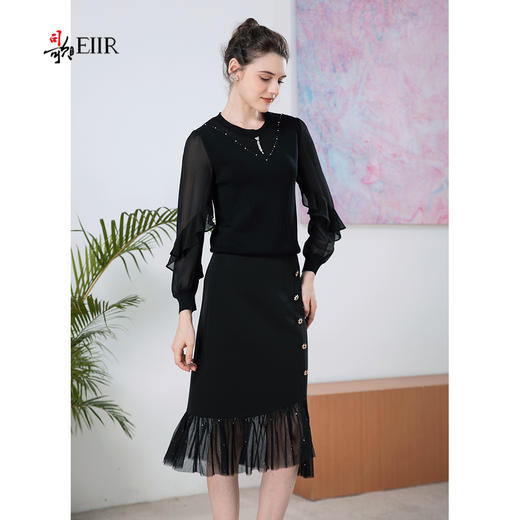 司歌针织荷叶边宽松针织衫T901246X 商品图3