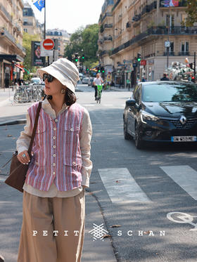 PETIT SCHAN小闪 CLO#735 Memoirs of Paris 巴黎回忆录 比利时进口色织亚麻拼接设计感马甲