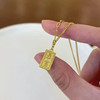沙金爆闪碎冰暴富小金砖项链女铜镀金时尚小金条吊坠高级感锁骨链 商品缩略图2
