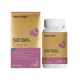 【大眼睛】Mama Mujer 第4代活性叶酸铁 高活性高吸收 造血维生素 备孕孕期哺乳期 降同型半胱氨酸 60粒/瓶 保税仓发货 MMMJ