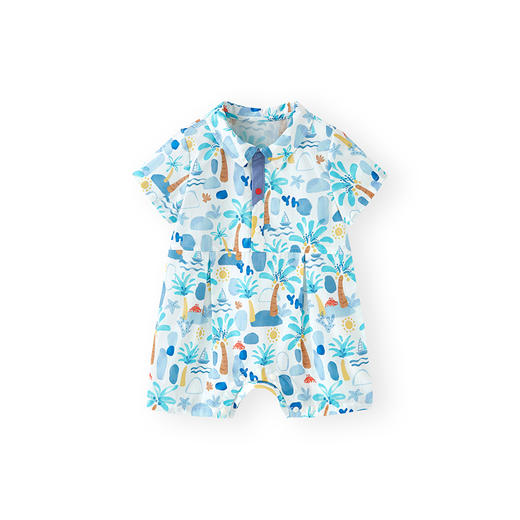 英氏婴儿衣服夏季短袖透气男宝连体衣度假风2025新款短袖连体衣 商品图4