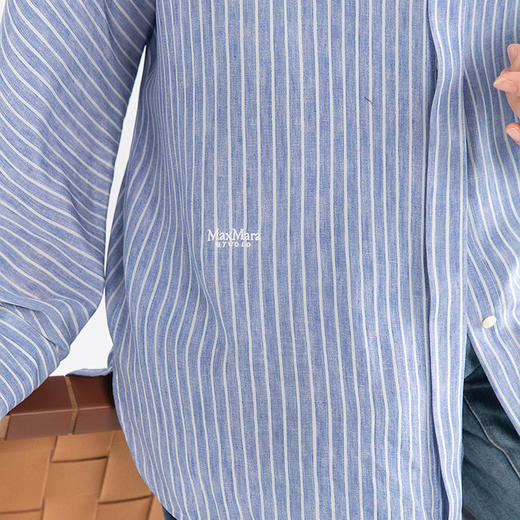 （老板自留）经典蓝白条纹m家真丝衬衫YT2012 商品图7