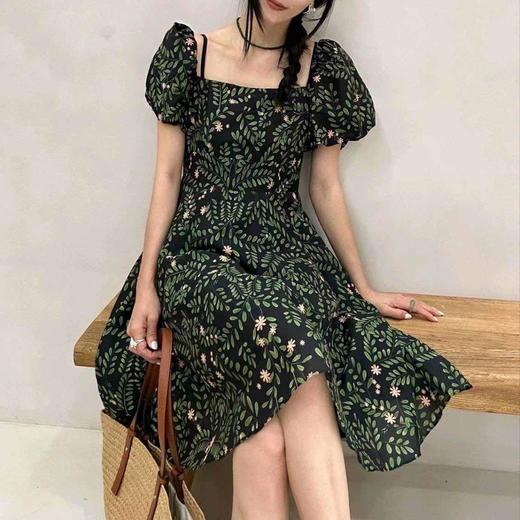 顺丰包邮洛诗琳15517蚕丝混纺碎花减龄泡泡袖显瘦方领连衣裙0768 商品图4