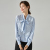 丁摩 高品质春季法式V领小香风长袖衬衫拼接假两件通勤雪纺飘带女上衣5ZF-15571 商品缩略图2