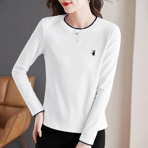 丁摩 春秋圆领长袖t恤女士打底衫秋冬内搭可外穿新款女装爆款洋气上衣5ZF-0125 商品图1
