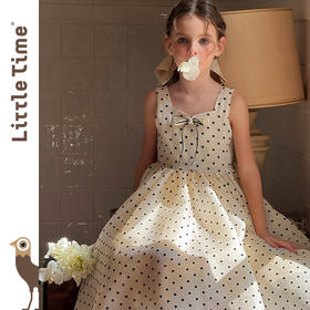Littletime女童连衣裙春夏儿童法式复古气质公主裙中大童吊带长裙
