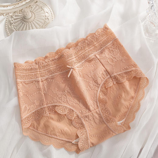 【半透蕾丝❗️5条装无痕波浪边内裤】满满的少女情怀，轻薄性感，透出肌肤，紫杉c净化底裆，无束缚感三角裤弹力中腰内裤QQ 商品图7