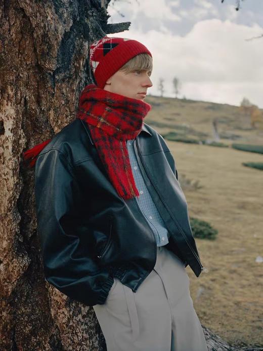 Evistub/E-4DWT902/机车复古廓形美式翻领皮衣夹克 商品图3