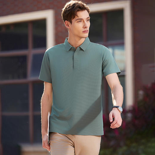 【冰丝】【DKP】大依优型大码Polo衫弹力翻领T恤轻奢休闲纯色短袖男宽松T恤上衣胖子 商品图3