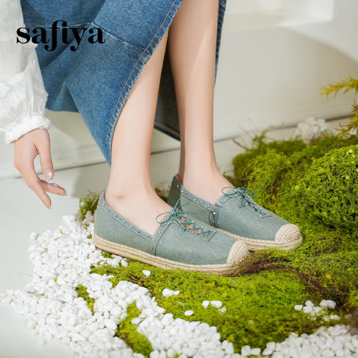预售10天发|Safiya/索菲娅2025休闲编织平底百搭懒人一脚蹬渔夫鞋 SFD1112411 商品图3