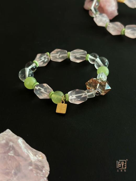 吾行·粉水晶岫岩玉发晶能量手链 商品图6