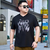 【纯棉】【DYG】大依优型大码男装纯棉V领T恤夏季新款美式高街字母印花t恤男士薄款宽松V领短袖t恤男 商品缩略图0