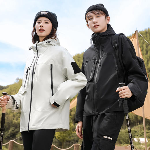 百媚生 户外防水秋装夹克男女同款机能风工装外套冲锋衣R-J91 商品图2