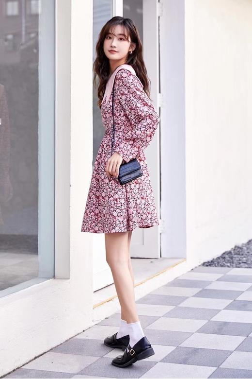 L.Fleuri 粉底印花收腰连衣裙 11764 商品图1