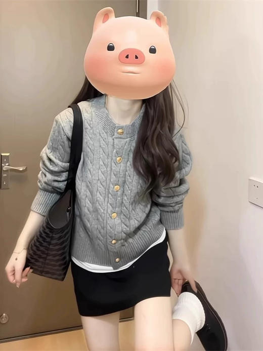 经典格雷灰麻花开衫 商品图0