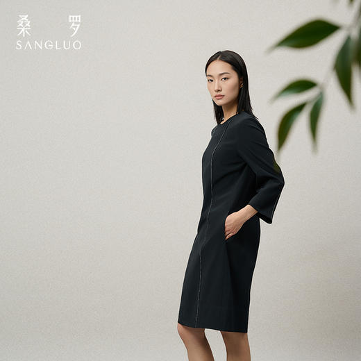 【职场通勤】桑罗哑光可机洗纯净直筒裙都市裙装女新品 商品图1
