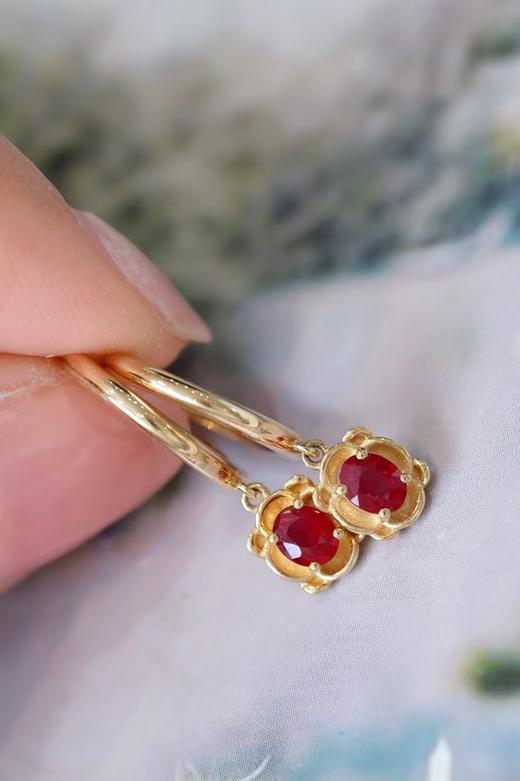 0.65ct刻面红宝石耳坠 商品图2