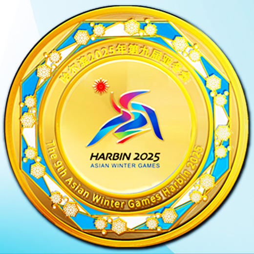 【经典】哈尔滨亚冬会2025年纪念章5枚套装摆件  第九届第一款亚冬会核心元素冰雪共舞吉祥物 商品图3