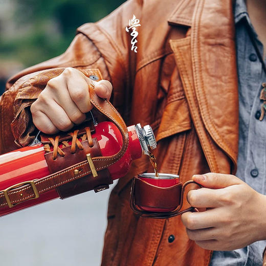 学古|提携 传家壶手工皮套  意大利头层牛皮便携手拎露营拼色纯色 商品图0