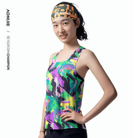奥尼捷女士运动背心印花风洞设计透气速干工字背心跑步瑜伽训练越野马拉松竞技背心巨凉快FW6188