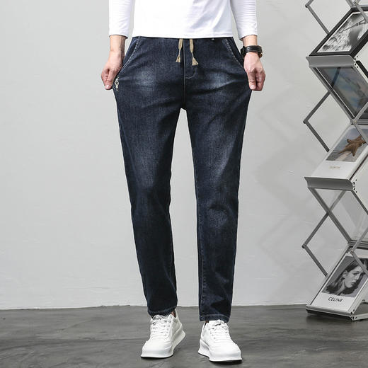 【DYG】大依优型大码男装抽绳牛仔裤男百搭刺绣修身牛仔裤男弹力加肥加大码长裤男 商品图2
