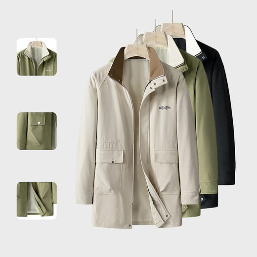 【DPX】300斤大依优型大码新潮中长款时尚休闲夹克加大码风衣外套男士胖子春秋 商品图3