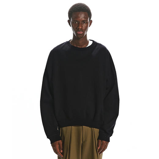 Markaware HUGE SWEAT SHORT经典款超长绒面双层编织宽松短款卫衣 商品图0