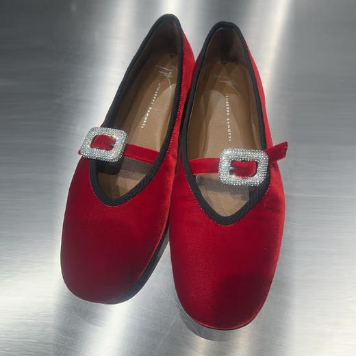 Giuseppe Zanotti 女士玛丽珍芭蕾平底鞋 红色 I460008002 商品图0