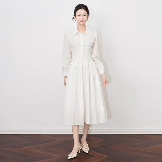 【高货wl】全新升级【铂金会员330/天猫439/差价109】(02440) 洛诗琳法式气质显瘦优雅衬衫裙通勤复古收腰压褶连衣裙 商品图0