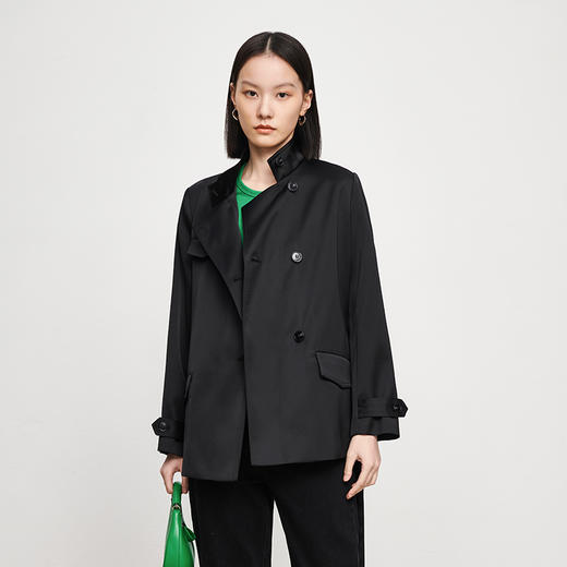 IN AND ON 缎面质感立领系带外套21428 商品图6