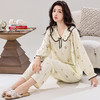 【花瓣小V领系列睡衣！清新大气绵绸套装】春夏新款睡衣女士长袖长裤40支全人棉绸套装花瓣V领品质家居服。ry 商品缩略图12