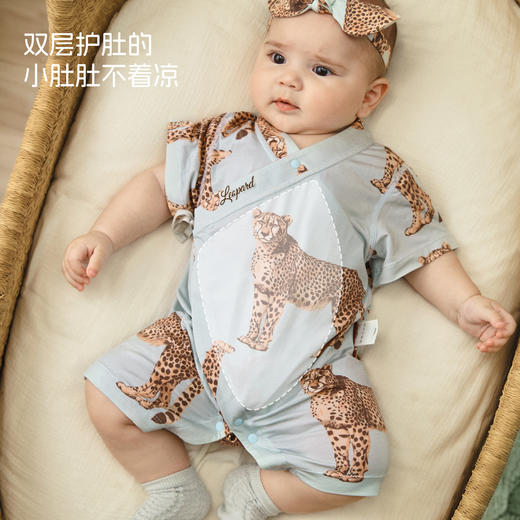 [指定暴富]aqpa新生儿婴儿衣服莫代尔夏季短袖宝宝连体衣哈衣和服 商品图1