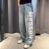 B印字母阔腿牛仔裤春季011801032141 商品缩略图0