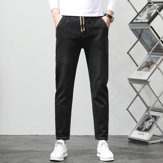 【DYG】大依优型大码男装松紧弹力腰直筒牛仔裤男抽绳百搭运动牛仔裤大码男装 商品图3