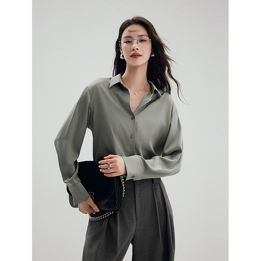 棉仓357604008-初棉缎面光泽感衬衫 商品图1