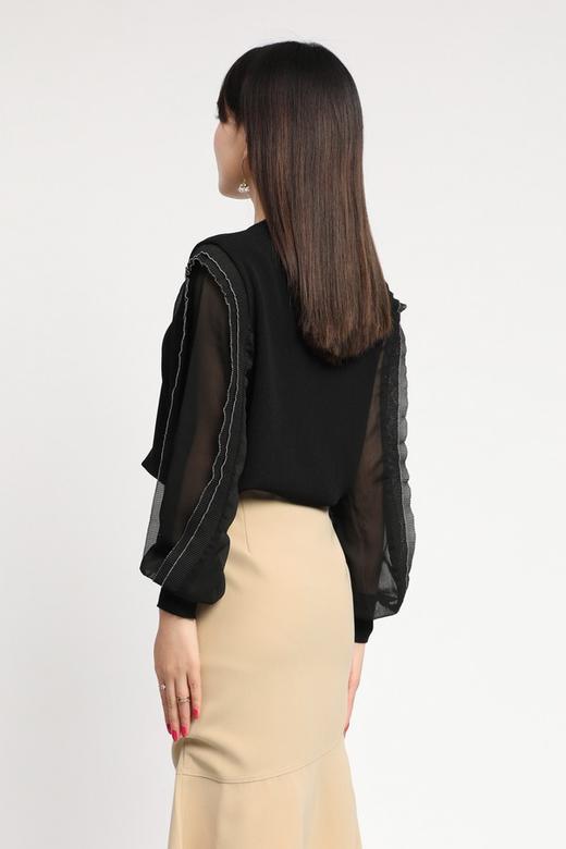 Le Malene 胸针装饰泡泡袖针织上衣 11722 商品图2