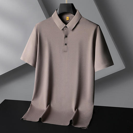 【冰丝】【DG】大依优型大码休闲纯色Polo衫冰丝凉感翻领百搭半袖体恤夏季胖子上衣 商品图2