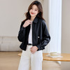 时尚百搭修身PU皮衣，短外套女小个子休闲夹克上衣HR-MJF5801 商品缩略图2
