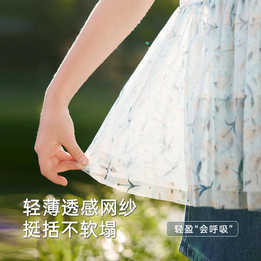 英氏儿童T恤夏季网纱透气女童T恤中大童基础款百搭短袖假两件新款 商品图2