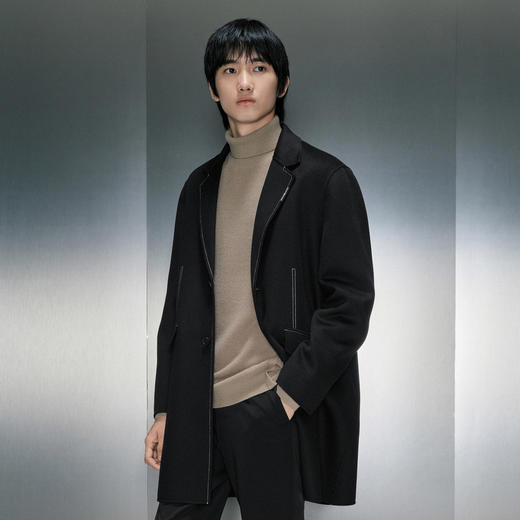 GXG男装黑色简约时尚长款大衣 冬季热卖时尚长款大衣 GEX12628524 商品图2