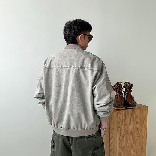 徐太浪复古缉明线棒球领夹克男2025新款春季潮牌男装宽松休闲外套 商品图3